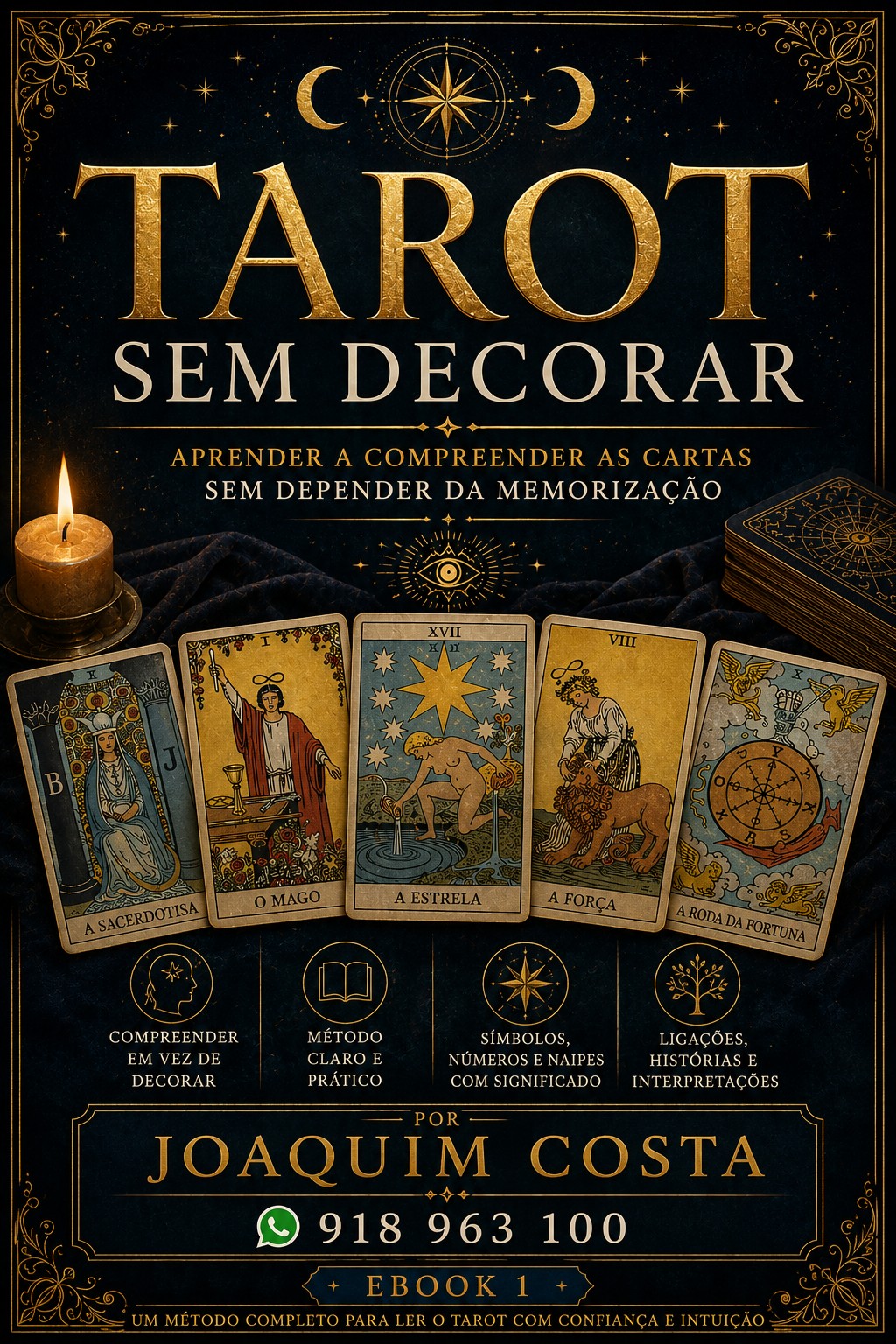 Capa oficial do ebook Tarot Sem Decorar, de Joaquim Costa